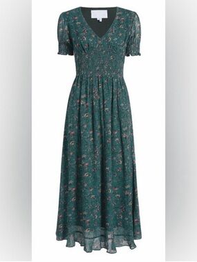 Hill House Georgia Dress Green Floral Dress